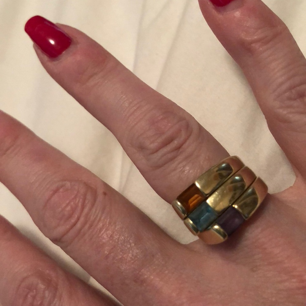 14k gold rings (3) with colored stones.